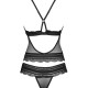Напівпрозорий набір з прикрасами Obsessive Ivannes top & thong S/M, чорний, топ та танга Напівпрозорий набір з прикрасами Obsessive Ivannes top & thong S/M, чорний, топ та танга