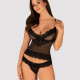 Напівпрозорий набір з прикрасами Obsessive Ivannes top & thong 2XL/3XL, чорний, топ та танга Напівпрозорий набір з прикрасами Obsessive Ivannes top & thong 2XL/3XL, чорний, топ та танга