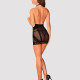 Напівпрозора сорочка з відкритими грудьми Obsessive Lacrisia chemise XL/2XL, чорна, з чокером Напівпрозора сорочка з відкритими грудьми Obsessive Lacrisia chemise XL/2XL, чорна, з чокером