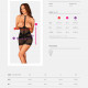 Напівпрозора сорочка з відкритими грудьми Obsessive Lacrisia chemise XL/2XL, чорна, з чокером Напівпрозора сорочка з відкритими грудьми Obsessive Lacrisia chemise XL/2XL, чорна, з чокером