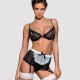 Еротичний костюм покоївки Obsessive Maidme set 5pcs S/M, бюстгальтер, пояс з фартухом, панчохи, стрі Еротичний костюм покоївки Obsessive Maidme set 5pcs S/M, бюстгальтер, пояс з фартухом, панчохи, стрі