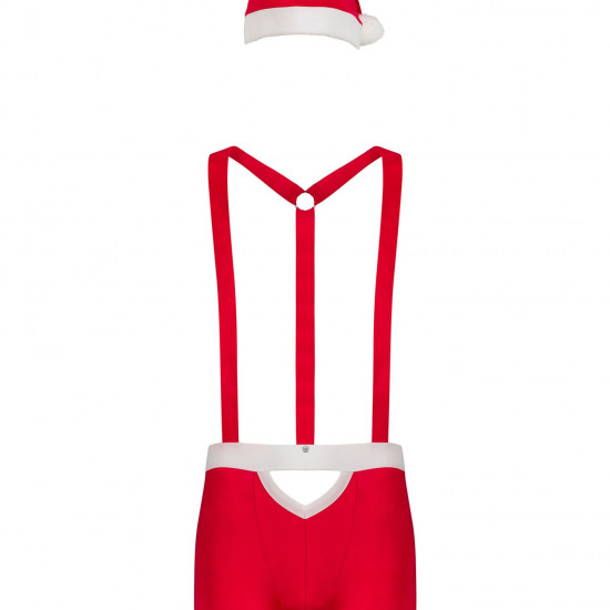 Чоловічий еротичний костюм Санта-Клауса Obsessive Mr Claus L/XL, боксери на підтяжках, шапочка з пом Чоловічий еротичний костюм Санта-Клауса Obsessive Mr Claus L/XL, боксери на підтяжках, шапочка з пом