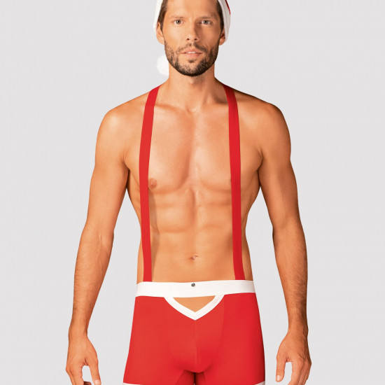 Чоловічий еротичний костюм Санта-Клауса Obsessive Mr Claus L/XL, боксери на підтяжках, шапочка з пом Чоловічий еротичний костюм Санта-Клауса Obsessive Mr Claus L/XL, боксери на підтяжках, шапочка з пом