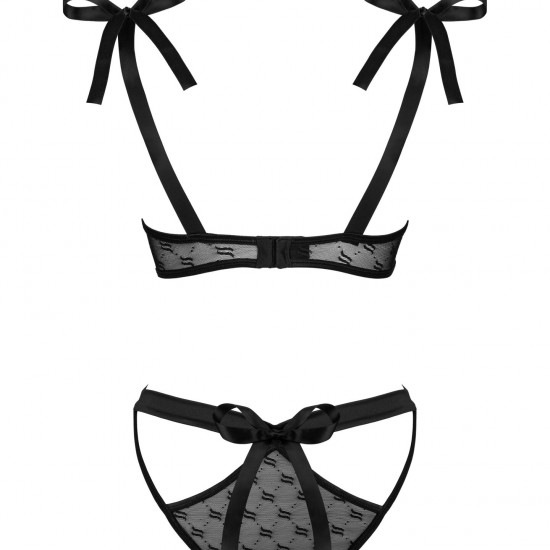 Напівпрозорий еротичний комплект Obsessive Obsessivia 2-pcs set black L/XL, бюстгальтер та трусики, Напівпрозорий еротичний комплект Obsessive Obsessivia 2-pcs set black L/XL, бюстгальтер та трусики,