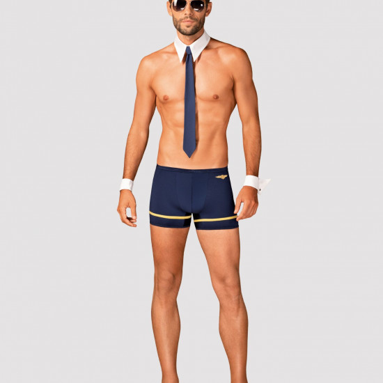 Еротичний костюм пілота Obsessive Pilotman set 2XL/3XL, боксери, манжети, комір з краваткою, окуляри Еротичний костюм пілота Obsessive Pilotman set 2XL/3XL, боксери, манжети, комір з краваткою, окуляри