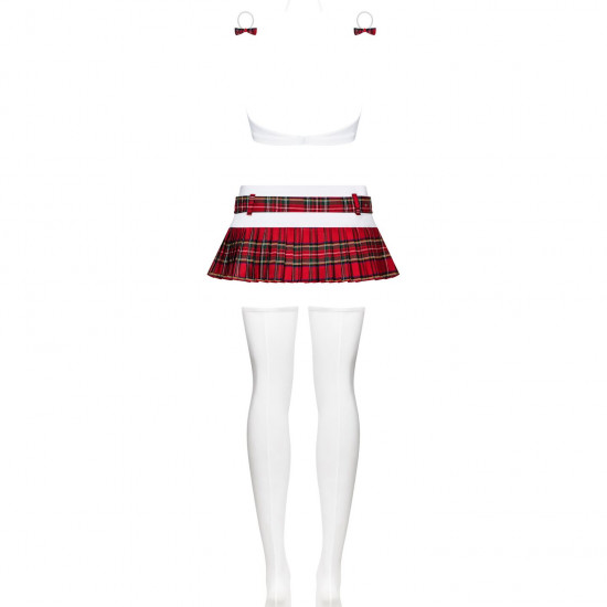 Еротичний костюм школярки з мініспідницею Obsessive Schooly 5pcs costume S/M, біло-червоний, топ, сп Еротичний костюм школярки з мініспідницею Obsessive Schooly 5pcs costume S/M, біло-червоний, топ, сп