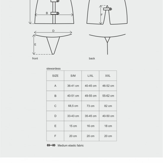 Еротичний костюм стюардеси Obsessive Stewardess 3 pcs costume grey S/M, сірий, сукня, стрінги, пілот Еротичний костюм стюардеси Obsessive Stewardess 3 pcs costume grey S/M, сірий, сукня, стрінги, пілот