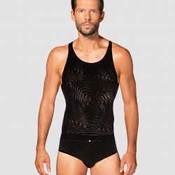 Чоловіча напівпрозора майка-борцовка з візерунком Obsessive T103 tank top S/M/L, чорна