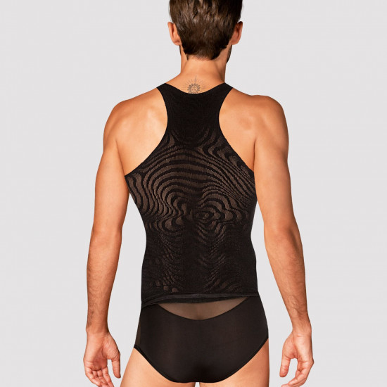 Чоловіча напівпрозора майка-борцовка з візерунком Obsessive T103 tank top S/M/L, чорна Чоловіча напівпрозора майка-борцовка з візерунком Obsessive T103 tank top S/M/L, чорна
