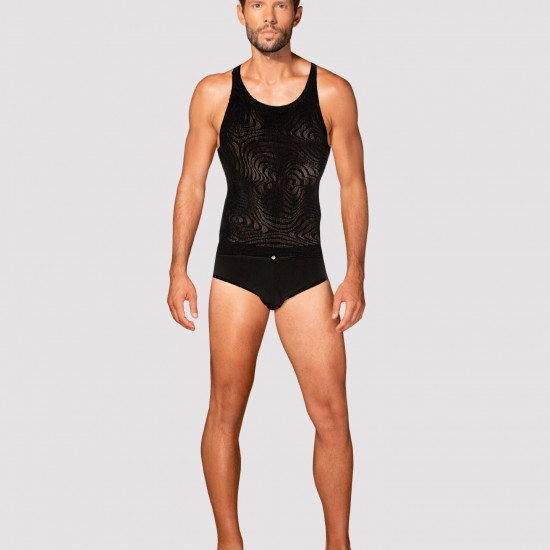 Чоловіча напівпрозора майка-борцовка з візерунком Obsessive T103 tank top S/M/L, чорна Чоловіча напівпрозора майка-борцовка з візерунком Obsessive T103 tank top S/M/L, чорна