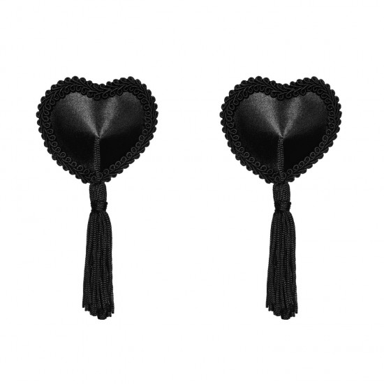 Еротичні наклейки на соски з пензликами Obsessive Tassel nipple covers black, чорні Еротичні наклейки на соски з пензликами Obsessive Tassel nipple covers black, чорні