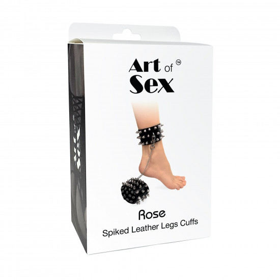 Поножі з шипами з натуральної шкіри Art of Sex, колір чорний Поножі з шипами з натуральної шкіри Art of Sex, колір чорний