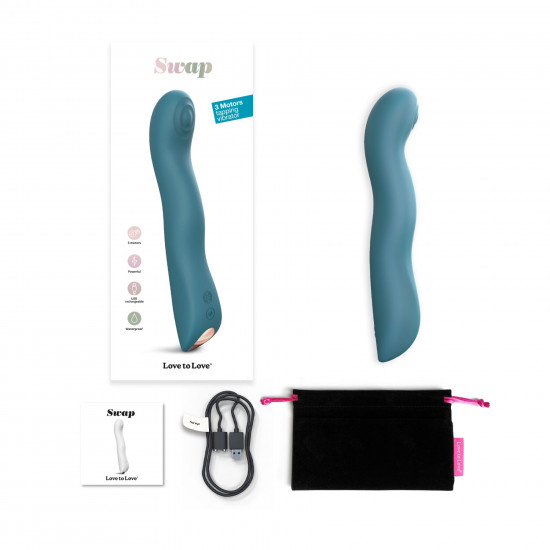 Вібратор Love To Love SWAP - TEAL ME, з пульсівною перлиною для точки G, 3 мотори, гнеться Вібратор Love To Love SWAP - TEAL ME, з пульсівною перлиною для точки G, 3 мотори, гнеться