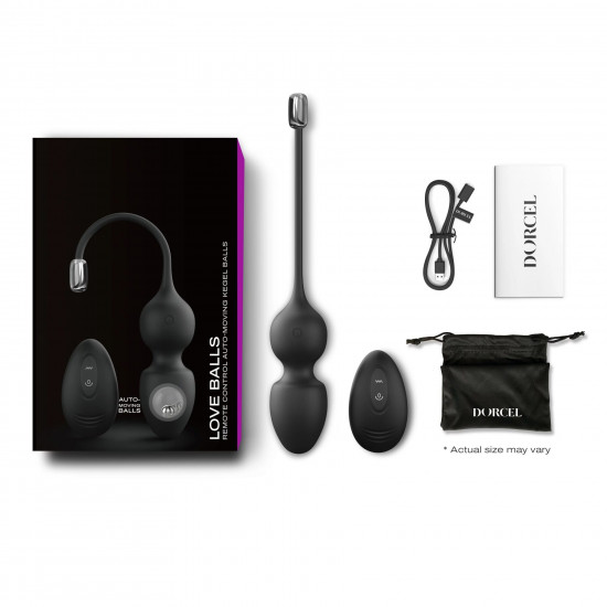 Вагінальні кульки Dorcel LOVE BALLS BLACK, вібрації та рухи внутрішньої кульки, пульт ДК Вагінальні кульки Dorcel LOVE BALLS BLACK, вібрації та рухи внутрішньої кульки, пульт ДК