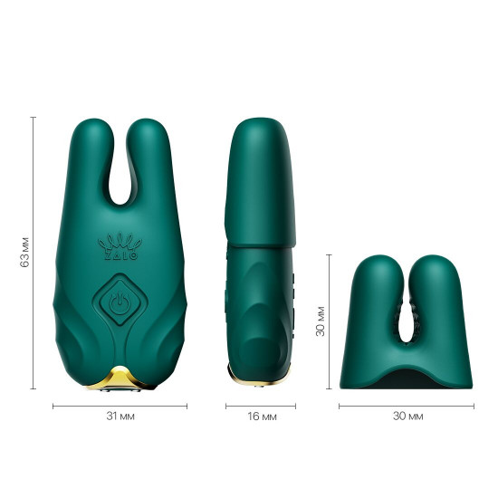 Смарт-вібратор для грудей Zalo - Nave Turquoise Green, пульт ДК, робота через додаток Смарт-вібратор для грудей Zalo - Nave Turquoise Green, пульт ДК, робота через додаток