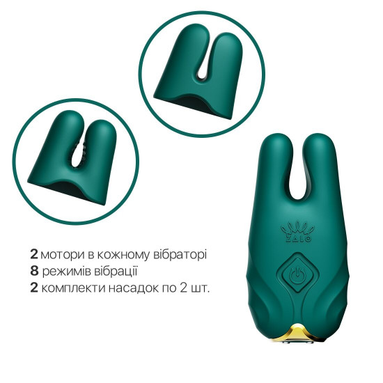 Смарт-вібратор для грудей Zalo - Nave Turquoise Green, пульт ДК, робота через додаток Смарт-вібратор для грудей Zalo - Nave Turquoise Green, пульт ДК, робота через додаток