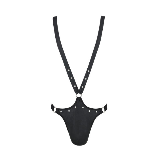 Чоловіче боді з люверсами Passion 028 Harry XXL/XXXL Black, екошкіра, на шлейках Чоловіче боді з люверсами Passion 028 Harry XXL/XXXL Black, екошкіра, на шлейках