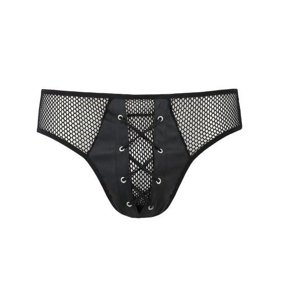 Чоловічі труси зі шнурівкою Passion 035 Slip Richard L/XL Black, екошкіра, сітка Чоловічі труси зі шнурівкою Passion 035 Slip Richard L/XL Black, екошкіра, сітка