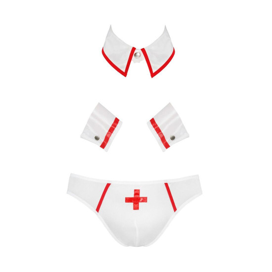 Комплект еротичної чоловічої білизни Passion 037 Gregory XXL/XXXL White, труси, комірець, манжети Комплект еротичної чоловічої білизни Passion 037 Gregory XXL/XXXL White, труси, комірець, манжети