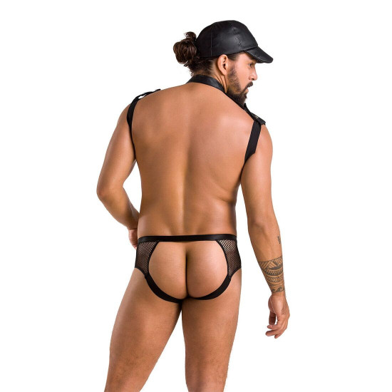 Комплект еротичної чоловічої білизни Passion 038 Set John L/XL Black, боді, кепка Комплект еротичної чоловічої білизни Passion 038 Set John L/XL Black, боді, кепка