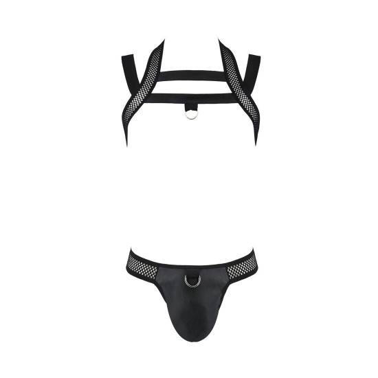 Комплект чоловічої білизни з кріпленнями Passion 043 Jacob L/XL Black, труси, шлейки Комплект чоловічої білизни з кріпленнями Passion 043 Jacob L/XL Black, труси, шлейки