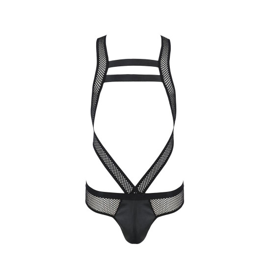 Чоловіче еротичне сітчасте боді Passion 045 Victor S/M Black, екошкіра, сітка Чоловіче еротичне сітчасте боді Passion 045 Victor S/M Black, екошкіра, сітка