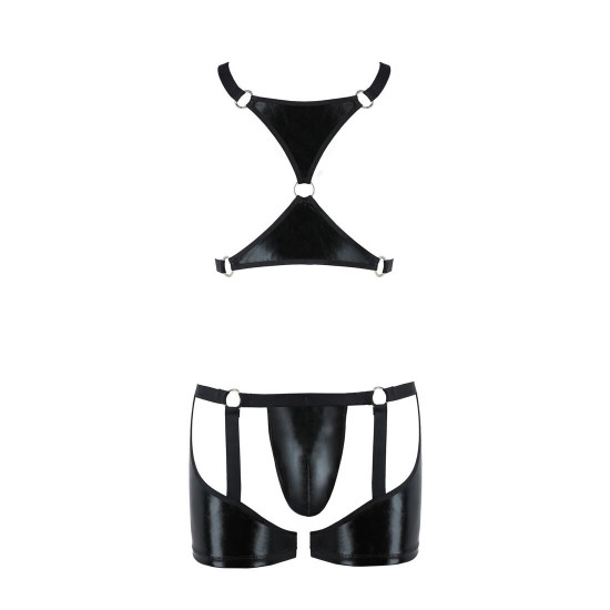 Комплект еротичної чоловічої білизни Passion 047 Set John L/XL Black, труси, портупея Комплект еротичної чоловічої білизни Passion 047 Set John L/XL Black, труси, портупея