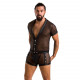 Комплект сітчастої чоловічої білизни Passion 052 Set Michael L/XL Black, сорочка, боксери, заклепки Комплект сітчастої чоловічої білизни Passion 052 Set Michael L/XL Black, сорочка, боксери, заклепки