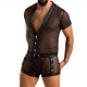 Комплект сітчастої чоловічої білизни Passion 052 Set Michael L/XL Black, сорочка, боксери, заклепки Комплект сітчастої чоловічої білизни Passion 052 Set Michael L/XL Black, сорочка, боксери, заклепки