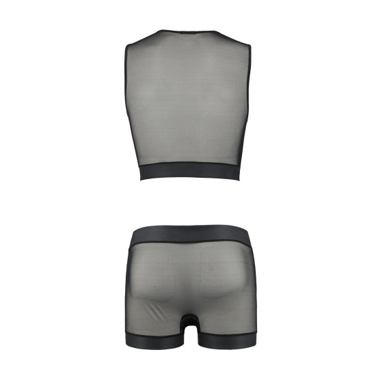 Комплект чоловічої білизни на шнурівці Passion 053 Set William L/XL Black, жилет, боксери Комплект чоловічої білизни на шнурівці Passion 053 Set William L/XL Black, жилет, боксери