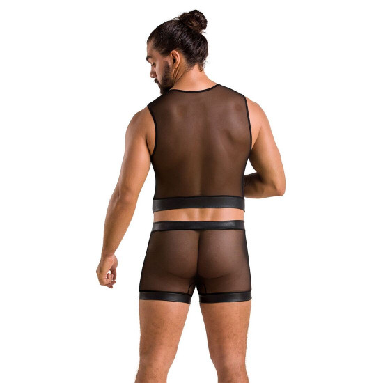 Комплект чоловічої білизни на шнурівці Passion 053 Set William S/M Black, жилет, боксери Комплект чоловічої білизни на шнурівці Passion 053 Set William S/M Black, жилет, боксери