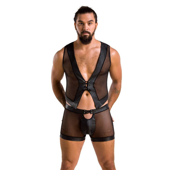 Комплект чоловічої білизни на шнурівці Passion 053 Set William XXL/XXXL Black, жилет, боксери Комплект чоловічої білизни на шнурівці Passion 053 Set William XXL/XXXL Black, жилет, боксери