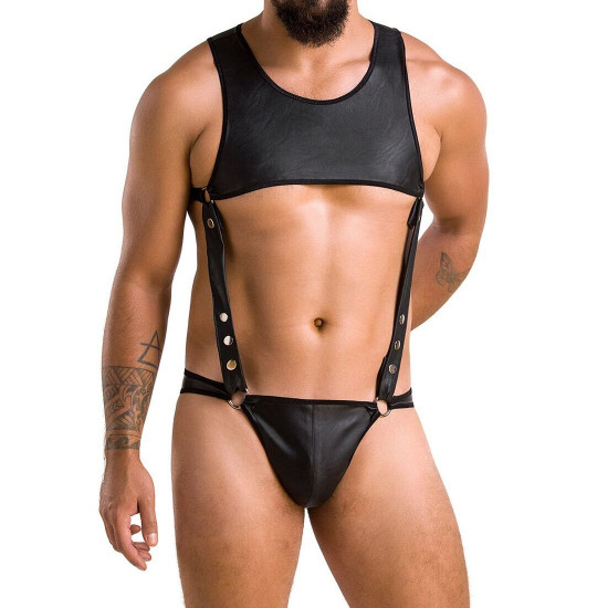 Чоловіче шкіряне боді Passion 056 Adam XXL/XXXL Black, заклепки Чоловіче шкіряне боді Passion 056 Adam XXL/XXXL Black, заклепки