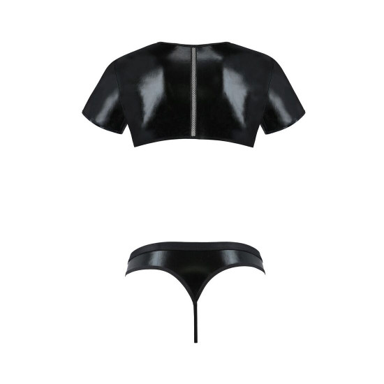 Комплект чоловічої білизни під латекс Passion 057 Set Peter L/XL Black, кроп-топ, стринги Комплект чоловічої білизни під латекс Passion 057 Set Peter L/XL Black, кроп-топ, стринги