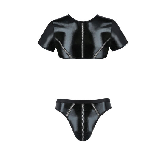 Комплект чоловічої білизни під латекс Passion 057 Set Peter L/XL Black, кроп-топ, стринги Комплект чоловічої білизни під латекс Passion 057 Set Peter L/XL Black, кроп-топ, стринги