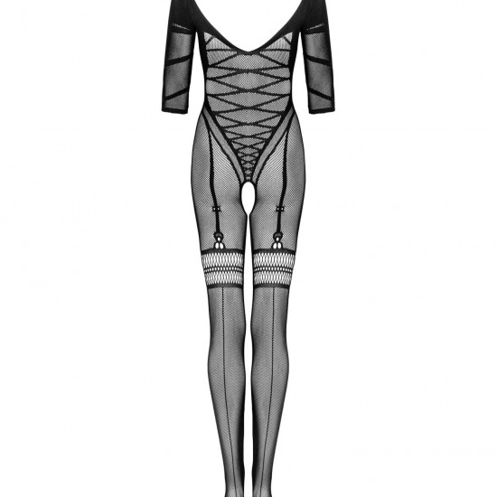 Сітчастий бодістокінг з імітацією підв’язок Obsessive Bodystocking G329 XL/XXL, black, з доступом Сітчастий бодістокінг з імітацією підв’язок Obsessive Bodystocking G329 XL/XXL, black, з доступом