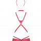 Еротичний костюм чортика зі стреп Obsessive Evilia teddy red L/XL, боді, чокер, накладки на соски, о Еротичний костюм чортика зі стреп Obsessive Evilia teddy red L/XL, боді, чокер, накладки на соски, о