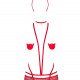 Еротичний костюм чортика зі стреп Obsessive Evilia teddy red L/XL, боді, чокер, накладки на соски, о Еротичний костюм чортика зі стреп Obsessive Evilia teddy red L/XL, боді, чокер, накладки на соски, о