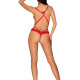 Еротичний костюм чортика зі стреп Obsessive Evilia teddy red L/XL, боді, чокер, накладки на соски, о Еротичний костюм чортика зі стреп Obsessive Evilia teddy red L/XL, боді, чокер, накладки на соски, о