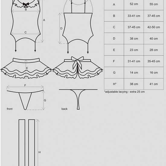 Еротичний костюм покоївки зі спідницею Obsessive Housemaid 5 pcs costume S/M, black, топ, спідниця, Еротичний костюм покоївки зі спідницею Obsessive Housemaid 5 pcs costume S/M, black, топ, спідниця,
