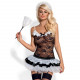 Еротичний костюм покоївки зі спідницею Obsessive Housemaid 5 pcs costume S/M, black, топ, спідниця, Еротичний костюм покоївки зі спідницею Obsessive Housemaid 5 pcs costume S/M, black, топ, спідниця,