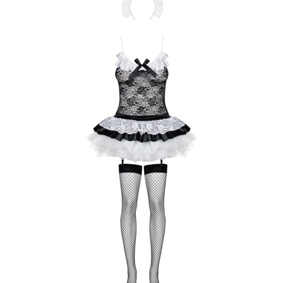 Еротичний костюм покоївки зі спідницею Obsessive Housemaid 5 pcs costume S/M, black, топ, спідниця, Еротичний костюм покоївки зі спідницею Obsessive Housemaid 5 pcs costume S/M, black, топ, спідниця,