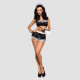 Атласный эротический костюм горничной Obsessive Maid set S/M, black, 5 предметов