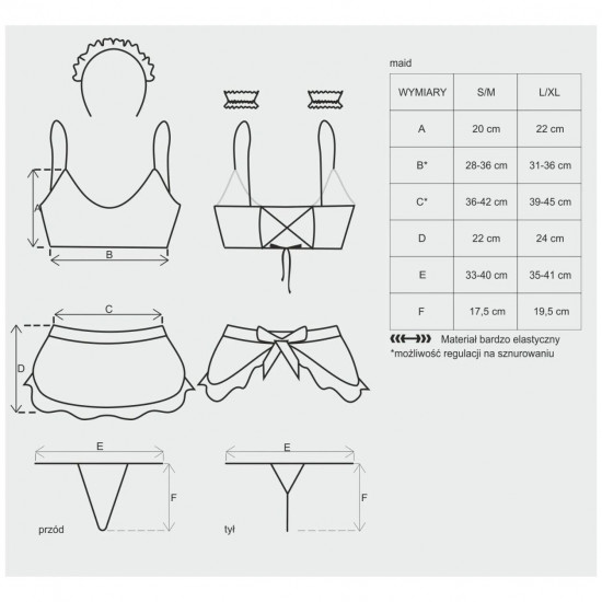 Атласний еротичний костюм покоївки Obsessive Maid set S/M, black, топ, спідниця, стринги, манжети, о Атласний еротичний костюм покоївки Obsessive Maid set S/M, black, топ, спідниця, стринги, манжети, о