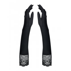 Високі рукавички з каменями та мереживом Obsessive Miamor gloves, black