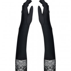 Високі рукавички з каменями та мереживом Obsessive Miamor gloves, black