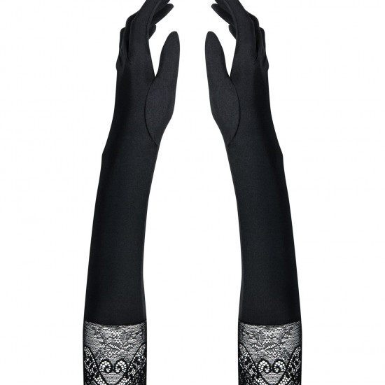 Високі рукавички з каменями та мереживом Obsessive Miamor gloves, black Високі рукавички з каменями та мереживом Obsessive Miamor gloves, black