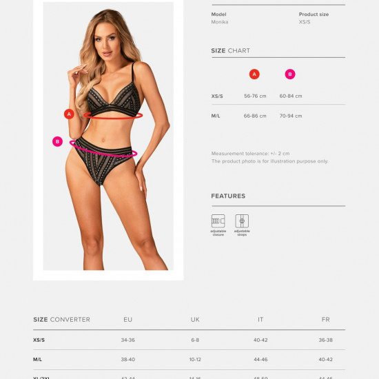 Комплект білизни Obsessive Natilya 2-pcs set M/L, black, бюстгальтер, трусики Комплект білизни Obsessive Natilya 2-pcs set M/L, black, бюстгальтер, трусики