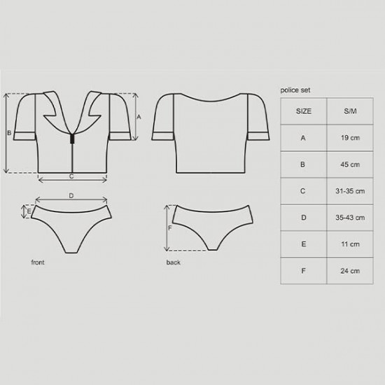 Еротичний костюм поліцейського Obsessive Police set S/M, black, топ, шорти, кепка, пояс, портупея Еротичний костюм поліцейського Obsessive Police set S/M, black, топ, шорти, кепка, пояс, портупея