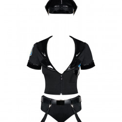 Еротичний костюм поліцейського Obsessive Police set S/M, black, топ, шорти, кепка, пояс, портупея